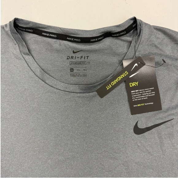 Nike Pro Dri-FIT T-Shirt Gray Mens XXL Training Gym Workout Tee NWT - Picture 3 of 5